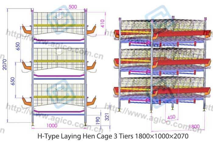3-tiers laying hen cage