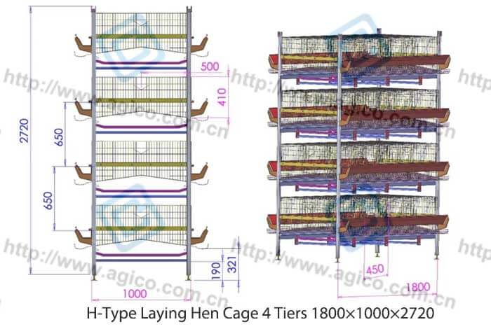4-tiers laying hen cage