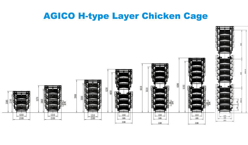 Structural drawing of H type chicken cage