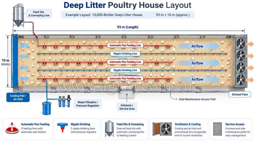 Deep Litter Poultry House Layout