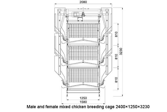 Male and female mixed chicken breeding cage 2400×1250×3230