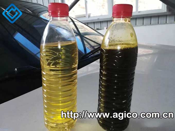 Comparison between crude oil and refined oil